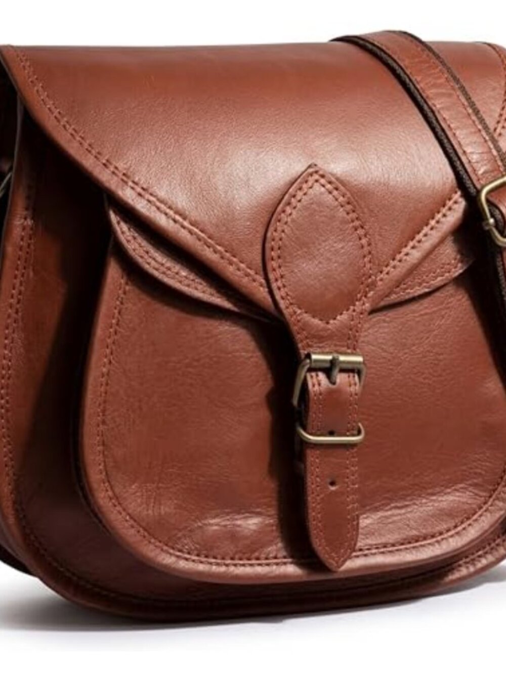 Full Grain Goat Leather Crossbody Satchel Bag Boho Travel Purse